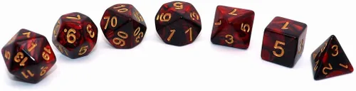 Miniatura 2 de Juego de dados DND Rojo Negro RPG para Mazmorras y Dragones D&D MTG Juego de 7 dados poliédricos Negro mezclado rojo