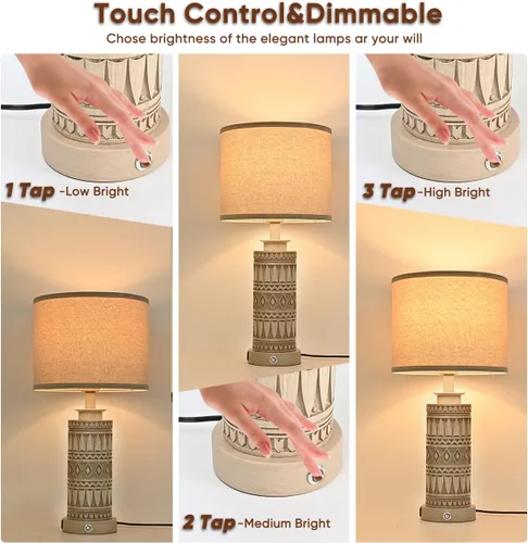 Miniatura 3 de Juego de 2 lámparas de mesa de 23 pulgadas para sala de estar Lámparas de mesita de noche con control táctil Lámpara de mesa regulable Lámparas