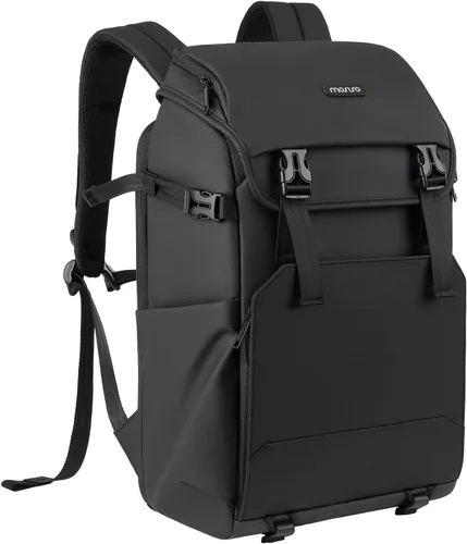 MOSISO Mochila para cámara DSLR/SLR/SLR/sin espejo con bolsillo superior con solapa superior, mochila de fotografía con compartimento para laptop de