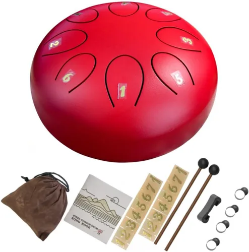 Miniatura 6 de REGIS Tambor metálico de lengüetas, de acero, 6 pulgadas, 8 notas musicales, instrumento de percusión, tambor de lluvia para exteriores, regalo