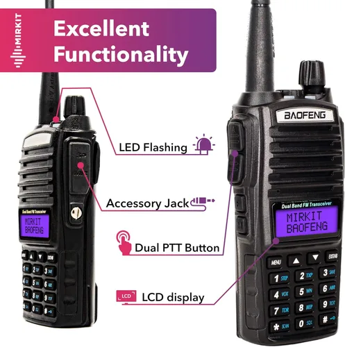 Miniatura 3 de Mirkit Baofeng - Radio de jamón UV-82 MK3 - Walkie Talkies de largo alcance 5 W de potencia máxima Radio bidireccional VHF/UHF 144-148/420-450 MHz
