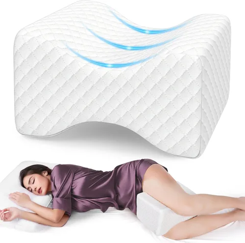 Miniatura 8 de SweetSlubr Almohada de rodilla de espuma viscoelástica para dormir de lado, almohada de apoyo para las piernas para dormir de lado, almohada