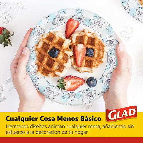 Miniatura 4 de Glad - Platos de papel desechables cuadrados para todas las ocasiones Azul