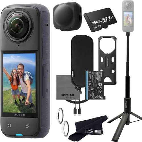 Insta360 X4 Paquete de trípode y palo selfie - Cámara de acción 360 impermeable de 8K con sensores de 1/2", video HDR 360 de 8K, perfecta para