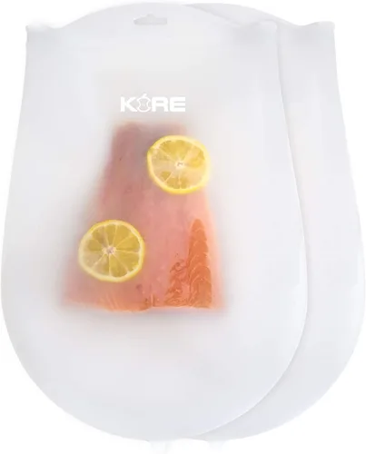 Miniatura 9 de Bolsas reutilizables de silicona para Sous Vide, 3 bolsas extra grandes, no necesita sellador al vacío, sin BPA, 60% más grandes, más delgadas y más