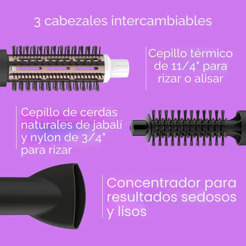 Miniatura 3 de Kit de combo de cepillo de aire caliente de cerámica turmalina Conair 3-en-1