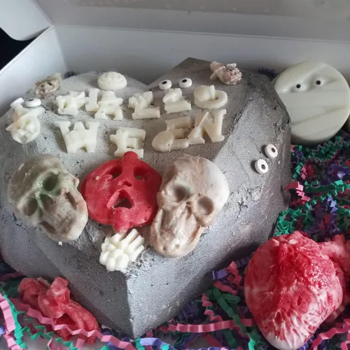 Miniatura 8 de Moldes de fondant de chocolate con corazón humano, 3 piezas, molde de silicona en forma de corazón humano 3D con cabeza de calavera para Halloween
