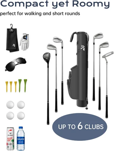 Miniatura 3 de Bolsa de golf ligera con bolsillo más fresco, pequeña bolsa de transporte de golf Sunday para 6 a 8 clubes, compacta y portátil para hombres