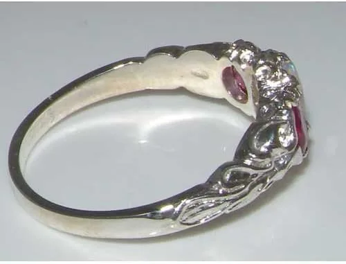 Miniatura 3 de Anillo de plata de ley 925 auténtico ópalo y rubí para mujer