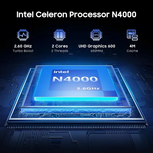 Miniatura 2 de AE86 Celeron N4000 - Portátil de 15,6 pulgadas, 8 GB de RAM y 256 GB SSD, pantalla Full HD 1080P, WiFi de doble banda, mini HDMI, cuaderno plateado