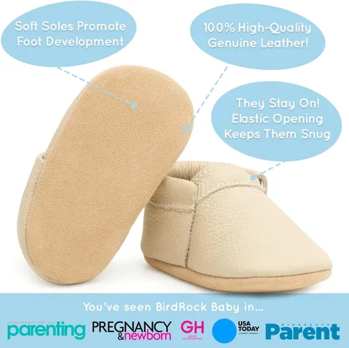 Miniatura 4 de BirdRock Baby - Mocasines sin bordes de piel auténtica, para niños y niñas, recién nacidos, bebés, infantes