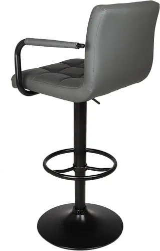 Miniatura 6 de Leopard Taburetes de bar ajustables con reposabrazos, respaldo cuadrado, doble costura giratoria con taburete trasero, juego de 2 (gris)