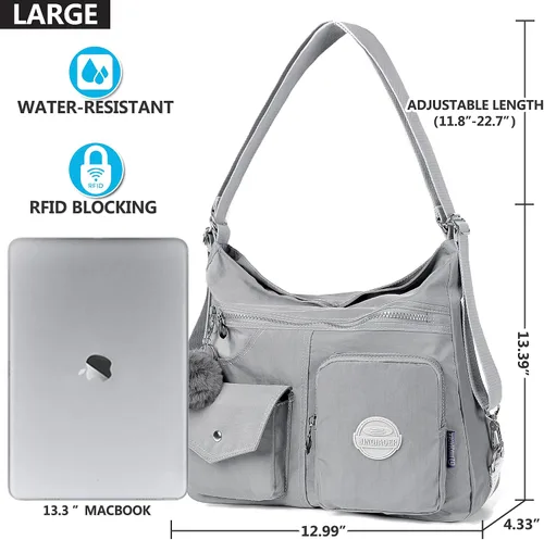 Miniatura 4 de Bolso Hobo multiusos para mujer con RFID antirrobo, bolsa cruzada de nailon impermeable, bolsa de hombro, mochila convertible