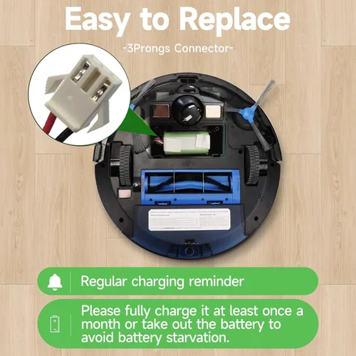 Miniatura 6 de Batería de repuesto compatible con Coredy R500+, R300, R650, R3500, R3500S, R600, R580 y Amarey A800, A900, iMartine C800, Tesvor X500 Pro Robot