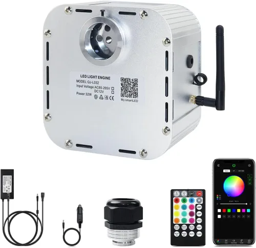 Miniatura 14 de AMKI Motor de fuente de luz de 32W con doble puerto de alta luminosidad, modo de sonido parpadeante, control remoto/APP, RGBW, para kit de luz