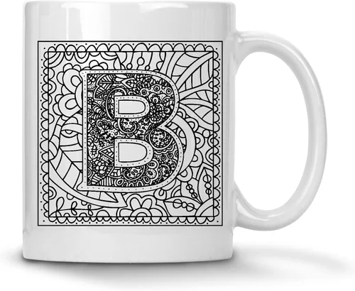 Miniatura 22 de Alankathy Mugs Taza de café monograma, 11 oz, color blanco (A)