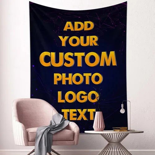 Tapiz personalizado para cargar imágenes, diseño personalizado con foto/logotipo/texto, para colgar en la pared para bodas, festivales, cumpleaños,