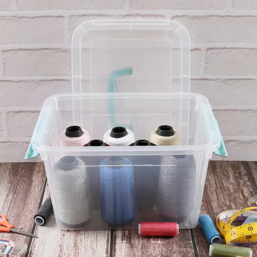 Miniatura 5 de Paquete de 6 contenedores de almacenamiento de plástico transparente de 6 cuartos de galón con tapas, pequeñas cajas de almacenamiento transparentes