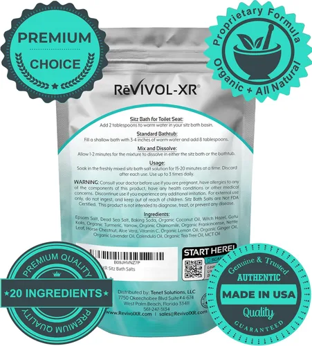 Miniatura 3 de Baño de asiento para hemorroides con mezcla de sales relajantes 20 en 1 + aceites esenciales, concentrado para 15 baños de asiento, alivio cómodo