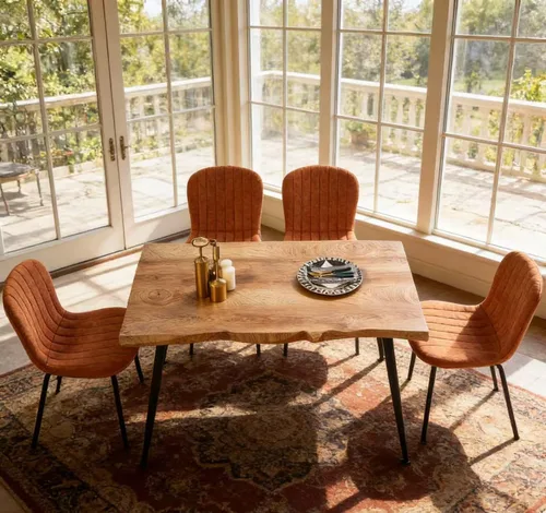 Miniatura 4 de Juego de mesa de comedor para 4, moderno juego de mesa de cocina de 5 piezas, mesa de comedor rectangular de 47 pulgadas y sillas vintage de piel