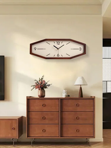 Miniatura 3 de DaguyS Relojes de pared retro de madera, relojes cuadrados de 18 pulgadas, relojes de pared rectangulares operados con pilas, silenciosos sin Marrón