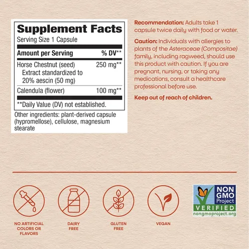 Miniatura 6 de Nature's Way Extracto de castaño de indias, extracto premium, promueve venas saludables en las piernas*, 250 mg por porción, vegano, 90 cápsulas