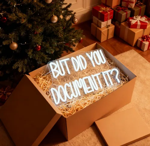 Miniatura 7 de Letrero de neón con texto en inglés "But Did You Document It", con cita de humor de oficina, luz de neón LED blanca, alimentada por USB, luz