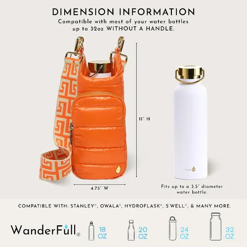 Miniatura 5 de WanderFull Original HydroBag Fits Up to 32 oz Water Bottle Holder with Strap – Hands-Free Crossbody Water Bottle Carrier Bag with Phone Pocket