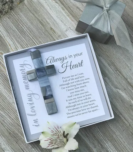 Miniatura 8 de Sentimiento de condolencia con cruz de cristal hecho a mano en Estados Unidos, regalo de condolencia por pérdida de un miembro de la familia, adorno