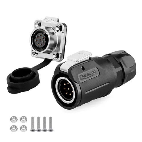 Miniatura 7 de CNLINKO Conector de cable eléctrico para exteriores M16 de 2 pines, resistente a la vibración IP67/IP65, para panel de enchufe industrial