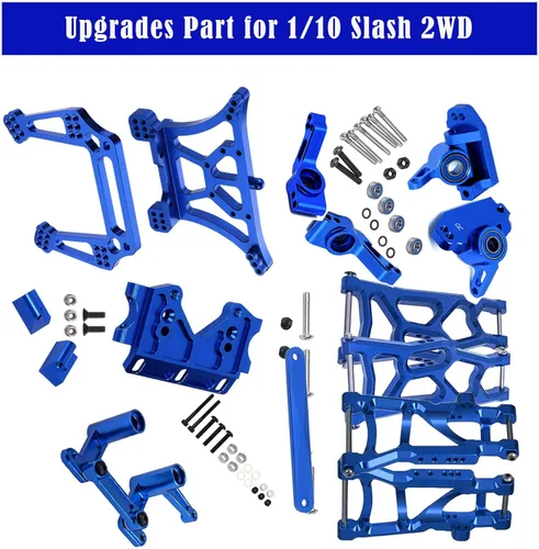 Miniatura 7 de Pieza de actualizaciones para barra 1/10 2WD, brazo de suspensión delantero trasero de aleación, bloque de ruedas, bloques de dirección, portadores