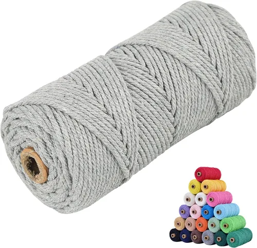 Miniatura 29 de Cuerda de algodón para macramé, de 0.11 pulgadas x 109 yardas, cuerda de macramé natural marrón, suministros perfectos de algodón para hacer