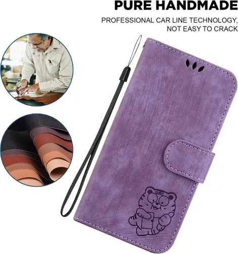 Miniatura 7 de Designed for Redmi k40 Pro Phone Case Wallet,PU Leather Flip Folio Cover with Credit Card Holders Little Cute Tiger Embossed Kickstand Wrist Strap