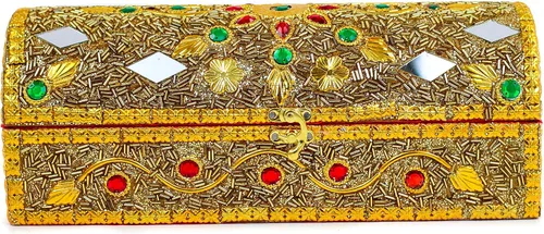 Nagina International - Caja de almacenamiento y organizador de joyas para novia, portátil, para guardar anillos, collares, brazaletes, Madera, Dorado