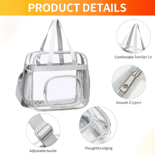 Miniatura 26 de Bolsas transparentes aprobadas para estadios, bolsa transparente + correa para el hombro, bolsa transparente grande