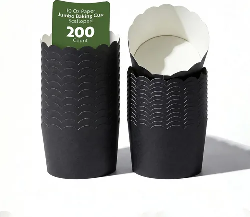 Miniatura 20 de Restaurantware Paquete de 200 moldes de papel para cupcakes de 3.38 onzas, resistentes a la grasa, festoneados para horno, elegantes tazas