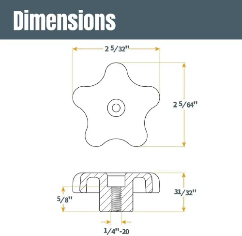 Miniatura 7 de POWERTEC 71173 Kit de perilla de riel en T, pernos roscados y arandelas 1/4-20, juego de 46 piezas, pernos de riel en T, accesorios de riel en T