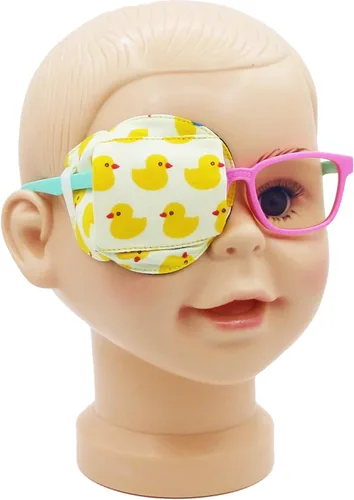 Astropic Parche para ojos de algodón y seda 3D para niños, parche de ojos para niñas para gafas | Parche médico para niños con ojo perezoso (pato