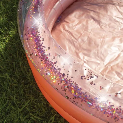 Miniatura 4 de PoolCandy Piscina inflable de sol con purpurina de oro rosa – Piscina redonda de 5 pies para adultos de 2 a 3 adultos, glam patio trasero Piscina