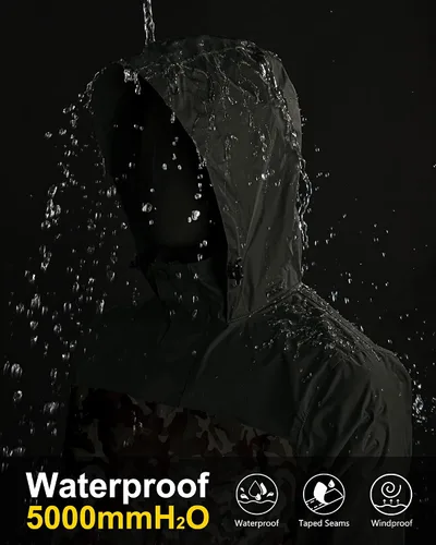 Miniatura 8 de 33,000ft - Chaqueta de lluvia impermeable y plegable para hombre, ligera, con capucha, cortavientos ideal para golf o ciclismo