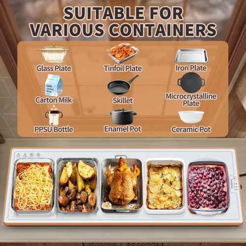 Miniatura 5 de Tapete de calentamiento para alimentos (extra largo de 40 x 12 pulgadas), bandejas de calentamiento para bufés, fiestas y uso diario, calentador