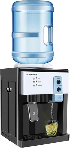 Dispensador de agua con enfriador de agua de carga superior, dispensador de agua de 5 galones, 3 ajustes de temperatura, calor frío y agua de la