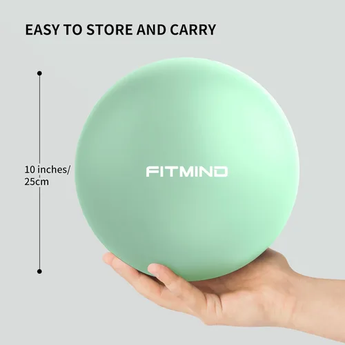 Miniatura 6 de FITMIND_Pelota de Pilates de 10 Pulgadas Antiestrés y Antideslizante Mini Bola de Yoga para Fitness, Entrenamiento del Núcleo, Terapia Física, Verde