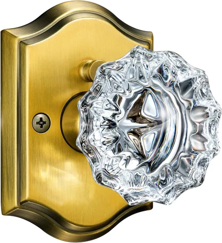 Miniatura 13 de Pomos de puerta de cristal para interiores, pomos de puerta de cristal de latón envejecido con cerradura para uso de privacidad, pomos de puerta