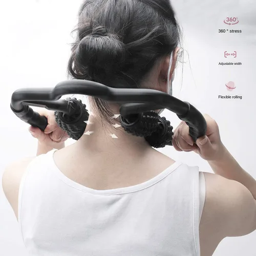 Miniatura 2 de Masajeador muscular de rodillo de espuma de 4 ruedas para piernas, cuello, mano, brazo, punto de activación, masajeador de relajación muscular