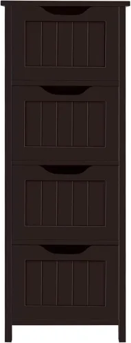 Miniatura 11 de Topeakmart Gabinete de madera independiente para baño, armario de baño, organizador de almacenamiento lateral, cuatro cajones para baño y cocina