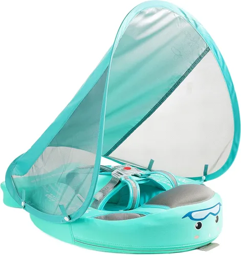 Miniatura 15 de Mambobaby Flotador de natación para bebé con toldo, flotador de bebé sólido no inflable, material de cuero suave impermeable y agradable a la piel