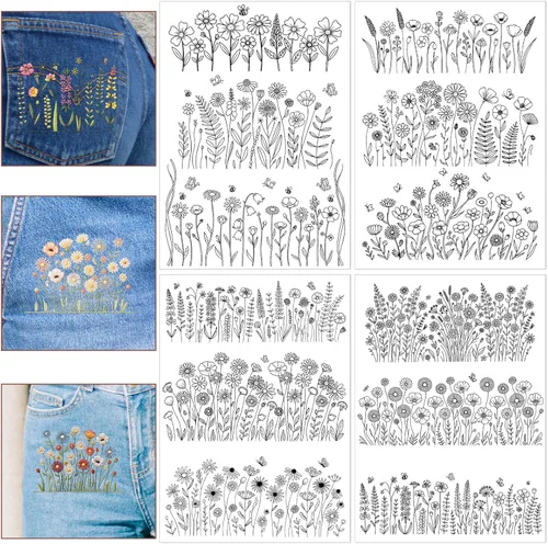 Miniatura 10 de Papel de bordado estabilizador soluble en agua, 4 hojas, 60 piezas, papel de bordado bohemio para pegar y coser que se lava, papeles
