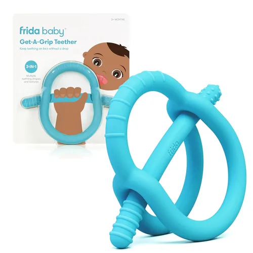 Miniatura 9 de Frida Baby Get-A-Grip BabyTeether para aliviar la dentición Juguetes de dentición de silicona 100% de grado alimenticio para bebés de 0 a 6, 12