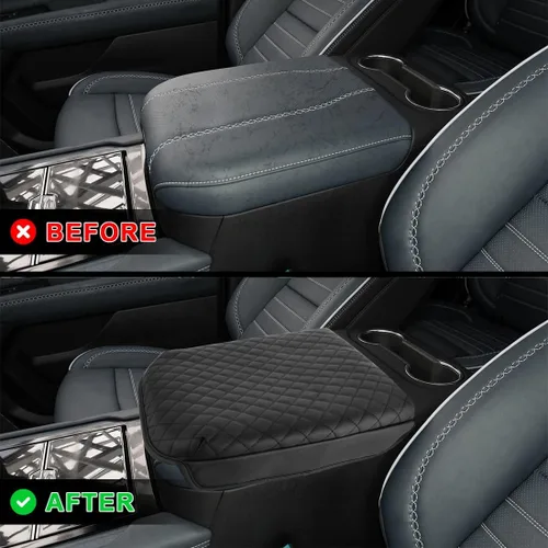 Miniatura 7 de Cubierta de consola central para Chevy Silverado y GMC Sierra, accesorios 2019-2025, caja de reposabrazos de microfibra impermeable y cuero